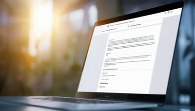 a computer screen showing an email with a clean look and design, the content and message is organized, with a bright light behind it