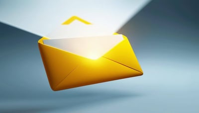 email envelop going across the screen with a light at the end showing delivered